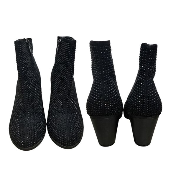 Juicy Couture Shimmer Rhinestones Whimsygoth Chunky Heel Ankle Boots Size 8.5 - Picture 5 of 15